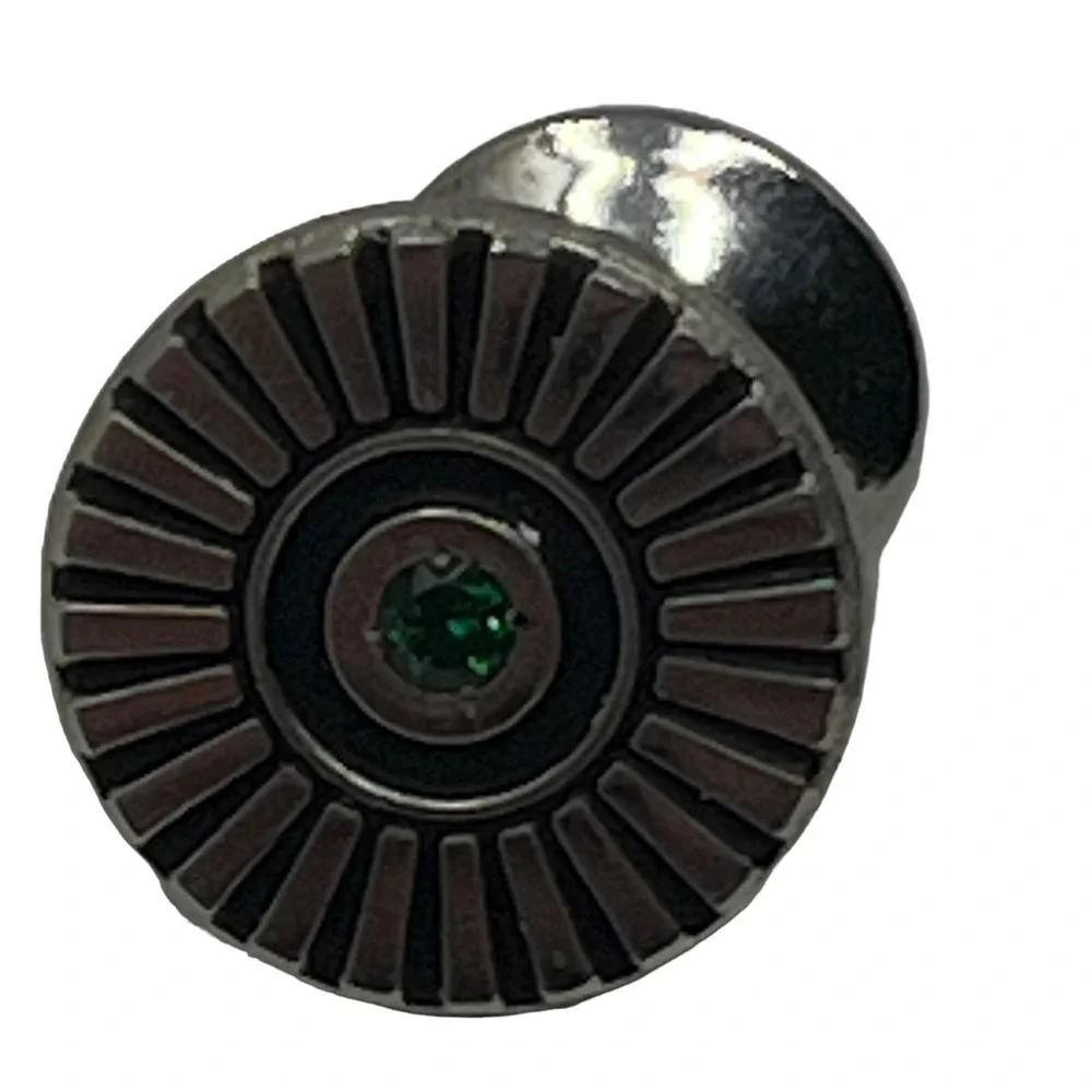 Vintage Terryberry‎ Sterling Tie Tack Green Center Stone Wheel Recognition Pin